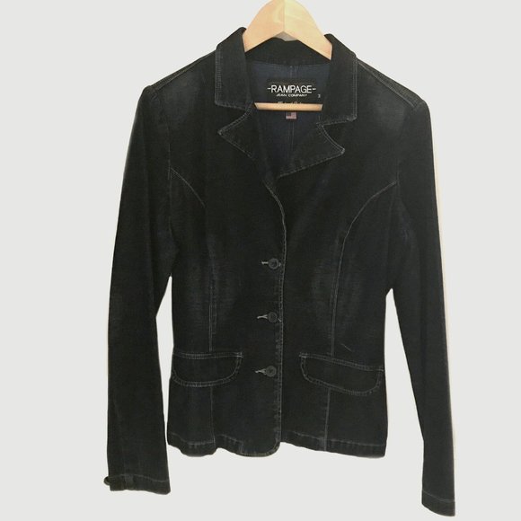 Rampage Jean Co. Women's Blue Fitted Denim Jacket - Size M - Picture 1 of 5